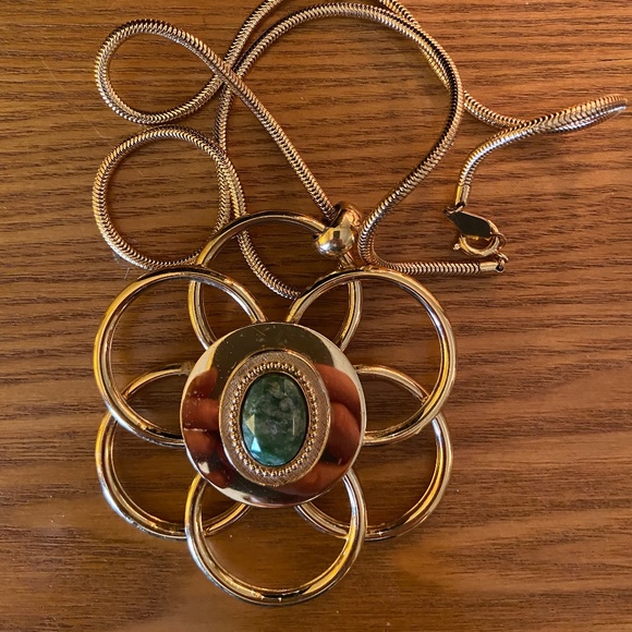 RARE Truly! 😀3.5 “ Sherman Atomic Pendant With Faceted Green Stone 24” Chain - Picture 7 of 7